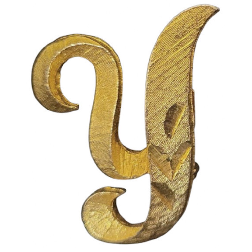 Vtg Mamselle Gold Tone Initial Y Brooch Pin